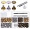 Trimming Shop 100 Set Leather Rivets Kit, 10mm Double Cap Rivets Tubular Metal Studs with Fixing Tool Set for DIY Leather Crafts Clothing Repair Bags Shoes Decoration 4 Colours (25 Set of Each Colour)