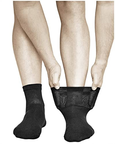 vitsocks Chaussettes confort pour pieds sensibles Homme (3 PAIRES) bord doux semelle rembourrée, noir, 44-46