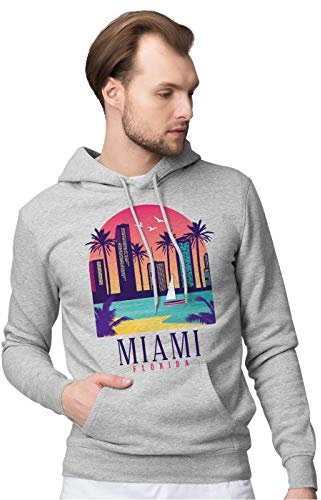 BLAK TEE Herren Miami Florida Skyline Kapuzenpullover XXL