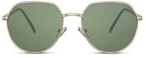 Cheapass Sonnenbrille Klein Rund Gold Metall Stil mit flacher Oberseite und Grünen Linsen UV400 geschützt Männer Frauen