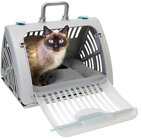 SportPet Designs Sport Pet CM-10064-CS01 Sac de Transport Pliable en Plastique pour Chat avec lit imperméable et Porte d'entrée Gris