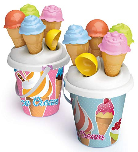 URBN-TOYS 16cm 6 Piece Bucket Beach Ice Cream Set Kids Outdoor Sandpit Fun