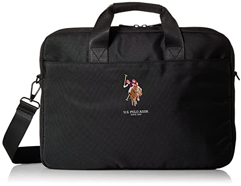 CG MOBILE U.S.Polo Assn Computertasche 15 Zoll mit verstellbarem Schultergurt, kompatibel für MacBook, schlanke, leichte, tragbare Aufbewahrungstasche, Schutzhülle mit Reißverschluss, Schwarz