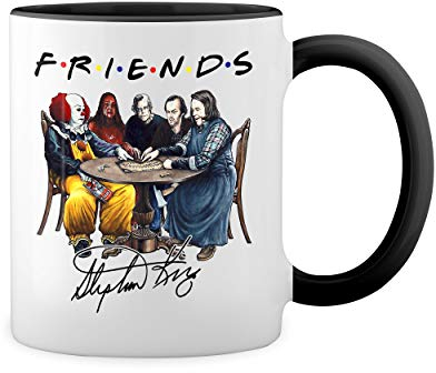 Friends horror movies by stephen king Bianco tazza di caffè con Nero Rim & Handle Mug