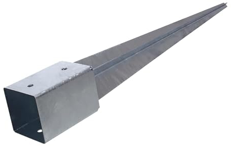 NAJDER Supporto per Pali a spinta, manicotto a spinta Ancoraggio a Terra per Pali quadrati in Legno 50x50 mm, lunghezza 600 mm, Acciaio zincato a Caldo, per il fissaggio a Terra di Pali in Legno.