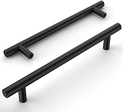 Amerdeco Lot de 12 Plein Poignee de Meuble Cuisine Entraxe 160mm Noir Acier Inoxydable Poignée Meuble Cuisine Poignées pour Placards Poignet de Porte Cuisine Poignet Meuble Cuisine