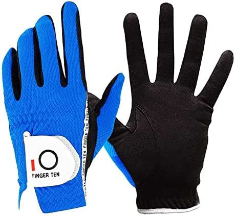 LOVMEAD Golfhandschuhe Herren für Linke Hand 1 Stück, Allwetter Mikrofaser Rain Grip Golf Handschuh Rechtshänder Blau Weicher Komfort Passform Größe ML(Blau - Linke Hand, ML)