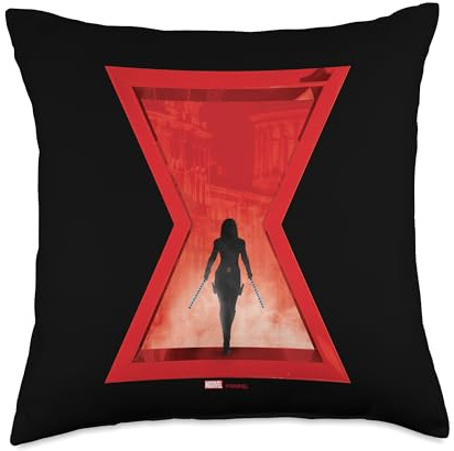 Marvel Widow Icon Red Hourglass Natasha Romanoff Black Throw Kissen, 45,7 x 45,7 cm, mehrfarbig