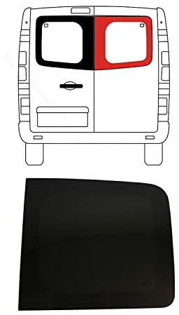 OMAC Heckscheibe Flügeltür Auto Fenster kompatibel mit Renault Trafic 2001-2014 Doppelflügeltür Hinten Rechts L1 L2 | Auto Schwarz Dunkel Getöntes Glas Privatsphäre und Schutz