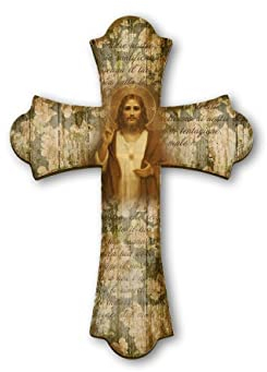 FRATELLI BONELLA - Crocifisso da Parete in Legno di Pioppo Raffigurante il Sacro Cuore di Gesù - Crocifisso Vintage 17x24 cm - Crocifisso Legno 100% Made in Italy