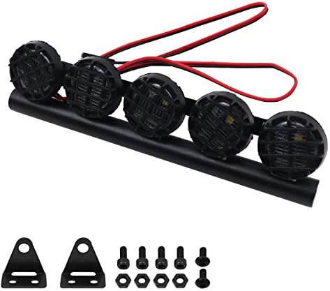 WANGCL RC Car LED Light Bar Rc Car Lights Roof Light Rc Light Kit 5LED 125mm for 1/10 RC Car Remote Control Monster Truck RC Crawler Compatible with AXAIL scx10 Traxxas TRX-4