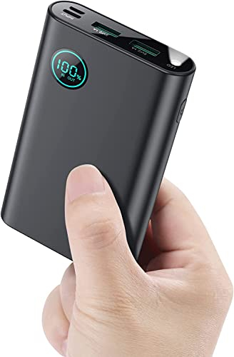 Pxwaxpy Power Bank 10800mAh, Sottile & Compatto Caricabatterie Portatile con LED Digitale Display, USB C 3A Carica Rapida Batteria Esterna Powrbank con Torcia per iPhone 15/14/13 Pro Samsung Huawei