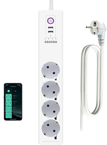 Zauzau Matter Steckdosenleiste, Smart Mehrfachsteckdose WiFi Schnellladegerät funktioniert mit Alexa, Apple HomeKit und Google Home, mit zeitschaltuhr und Sprachsteuerung,16A