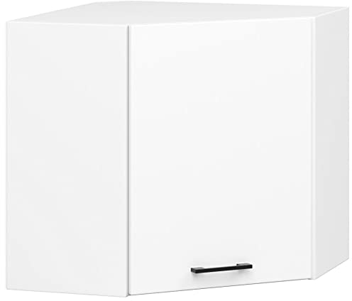 3E 3xE living.com Küchenmöbel EDERSEN, Klapphängeschrank, Eckschrank mit Zwei Tür in weiß (B:60cm H:58cm T:30cm) mehr Teile zum Auswahl