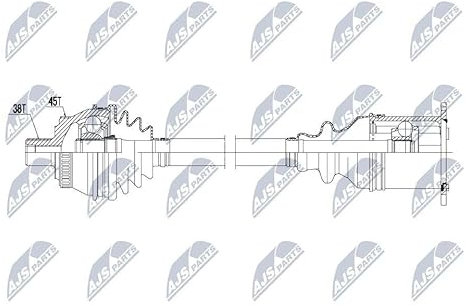 NTY Drive Shaft NPW-AU-017 Front Right 490 mm