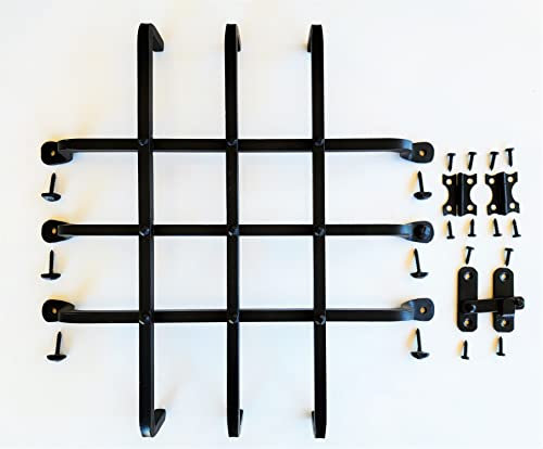 The Rustic Express Speakeasy Door Iron Grill with Rustic Bolts - Decorative Iron Bars for Peephole and Door Viewer, Grill for Window - Home, Office, & Wine Cellar Hardware Gate - 14-1/2 x 14-1/2