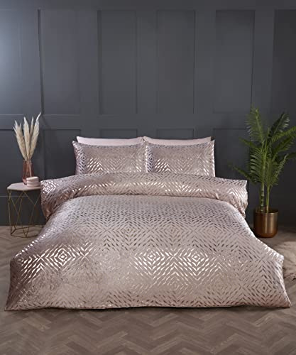 Rapport Home Pink Duvet Cover Set Soft and Durable Crushed Velvet King Bedding Set (230 x 220 cm)