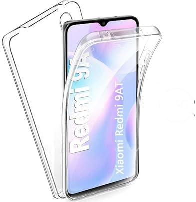 GOKEN Hülle für Xiaomi Redmi 9AT / Redmi 9A, [ Integriertem Displayschutz ] 360 Grad Stoßfest Handyhülle, Transparent Soft TPU Bumper Schutzhülle, Transparent