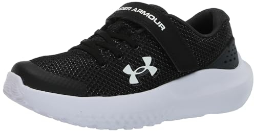 Under Armour UA BPS Surge 4 AC Zapatillas para correr, ligeras deportivas para niño, color negro/gris antracita/blanco