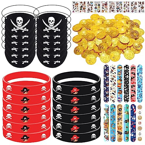 Piraten Deko Kinder, 70 Stück Piraten Zubehör Set, Piraten Party Mitgebsel, Piraten Augenklappe, Piraten Mitgebsel, Piratenmünzen, Piraten Deko für Kindergeburtstag Pirate Theme Party Schatzsuche