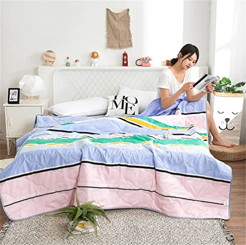 FANSU Tagesdecke Bettüberwurf Steppdecke Mikrofaser Doppelbett Einselbetten Gesteppt Bettwäsche Sofaüberwurf Wohndecke Bettdecke Stepp Gesteppter Quilt (150x200cm,Bunt gestreift)