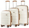 Kono Set de 3 Valises de Voyage à 4 roulettes Rigide e Ultra Léger Ensemble de Bagages avec Serrure TSA, Blanc Crème, Set of 3