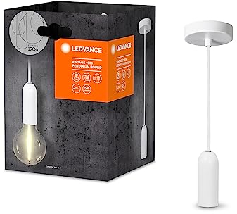 LEDVANCE Vintage 1906 Pendelleuchte ROUND E27, weiß, max. 25W (LED 15W), E27 Sockel, runder Baldachin, Innenraum-Pendelleuchte, Kombination mit 1906 Vintage-Lampen, Kombination mit smarten Lampen