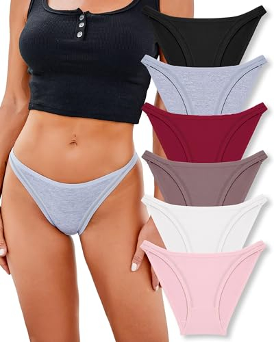 FINETOO 6er Pack Baumwolle Slip Damen Sexy Hipster Atmungsaktive Unterwäsche Soft Panties für Frauen Stretch Mikrofaser String Weich Brazilian Unterhosen S-XL