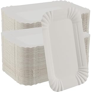 CHUEHKAK Lot de 150 assiettes carrées en carton blanc - 16 x 10,5 cm - Assiettes à gâteau en carton - Pour fête de famille, fête d'anniversaire