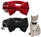 RTRTGS 2 Stück Samt Katzenhalsband mit Glöckchen und Fliege verstellbar für kleine Welpen Sicherheitsfliege einfarbig für Hochzeiten Grundfarbe Katzen-Fliege