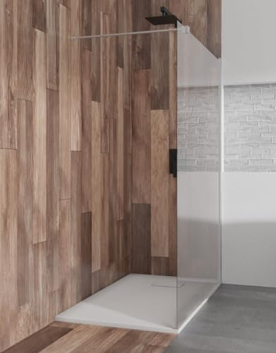 Glaswand Duschwand Duschkabine Walk-in Dusche KETIL Weiß 120x195 cm – Duschabtrennung aus 8 mm gehärtetem Nano-Glas, Transparente Walk-in Duschtrennwand für modernes Badezimmer