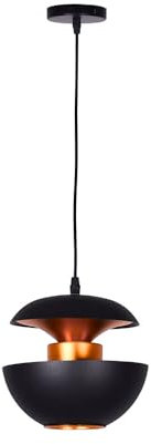 BEL AIR HOME Pendelleuchte Bonn Vintage Schwarz Gold verstellbar Leicht E27 Lampenfassung für Wohnzimmer Esszimmer Bar (20CM), P3002