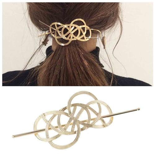 Aneneiceera Pince À Cheveux Vintage Viking Celtique Noeud Celtique Doré Barrette Barrette Cheveux Longs Épingle À Cheveux Porte Chignon En Métal Accessoires De Cheveux Décoratifs Pour Femmes Et Filles