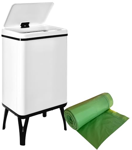 WELL HOME - Cubo de basura inteligente de 40L, Alto: 71,5 (x35,5x26), blanco con rollo de 30 bolsas de basura adaptadas