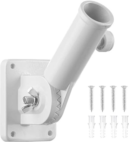 Huamirra Soporte de Asta de Bandera, Asta de Bandera con Soporte de Pared Ajustable, Asta de Bandera de Montaje en Pared, Asta de Bandera Multiposición para la Decoración de Banderas, Blanco