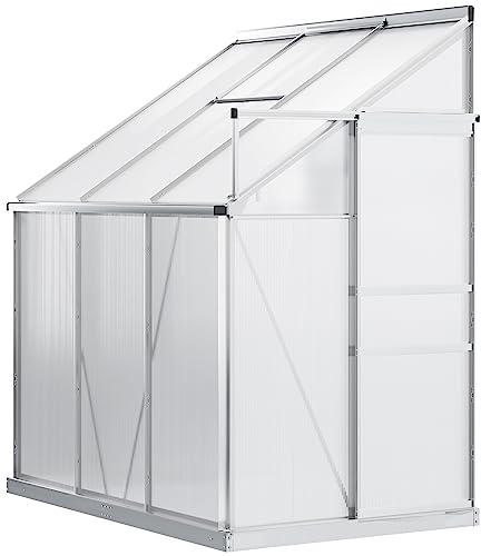 Outsunny Gewächshaus Aluminium Beistell-Gewächshaus 192 x 127 x 214 cm Tomatenhaus mit Tür Fenster Pflanzenhaus inkl. Fundament Treibhaus Gartenhaus UV-, Witterungsbeständig