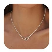 LOLIAS Kette Gold Damen Halskette Anhänger 14K Gold Choker Halsketten CZ Silberne Halskette Doppelte Büroklammer Anhänger Kette für Damen Mädchen