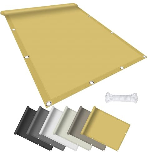 Vela Ombreggiante 80 x 260 cm Tenda a Vela Ombreggiante Telo, Impermeabile Rettangolare con Occhielli, 185Ggsm Oxford, per Esterno Terrazza Giardino, Color Crema