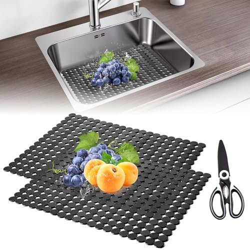 2 Alfombrillas XL para Fregadero de Cocina, Protector de PVC para Fregadero de Acero Inoxidable/Porcelana 40 x 30 cm