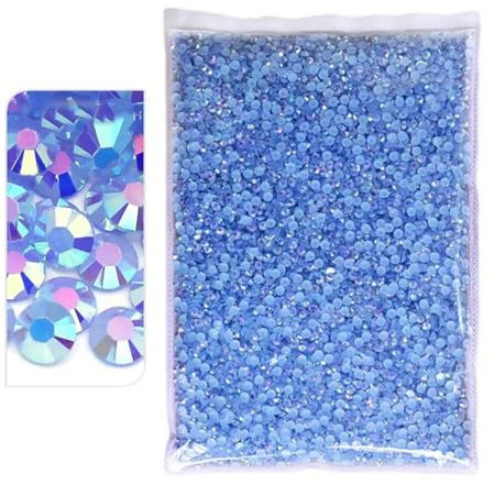 Diamantes de imitación de resina AB Jelly, paquete grande de 2-6mm, cristales planos, Jelly Lt.Sapphire AB-MixSize 3-5mm20000ps