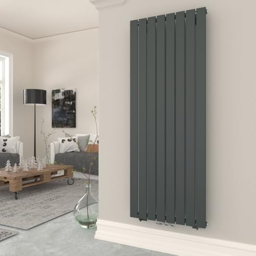 T&K Radiador vertical de 1600 x 544 mm, color antracita, radiador de panel único, radiador moderno de diseño de calefacción central, radiador alto