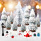 ROLLWAY 17 Stück Mini Weihnachtsbaum mit Schnee Miniatur Figuren Set, Künstlicher Weihnachtsbaum Klein Weiß Tannenbaum Künstlich, Deko Tannenbäume Kleine Weihnachtsbäume Weihnachtsdeko Baum 10/15/20CM