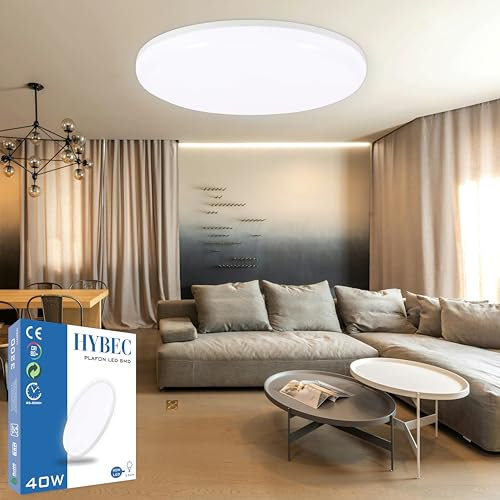 HYBEC - Downlight LED Techo Superficie, Plafones Para Techo LED, Lampara Baño, 40W (Pack 1)