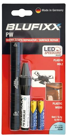 BLUFIXX-Pro Set für Plastik und Holz - PRO-EDITION 2024 - SMART REPAIR Reparaturstift mit LED-Lichthärtung für Kratzer, Risse und abgeplatzte Kanten