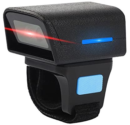Barcode Scanner Ring, Kabelloser Barcode Scanner Leser mit Drehbarem Kopf, Tragbarer Tragbarer 1D QR Scanner, Schnelles Scannen für Lager, Supermarkt