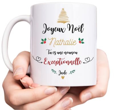 Mug Personnalisé pour Nounou, Cadeau de Noël