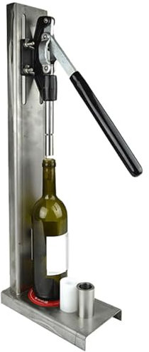 WOTZOV Manuelles Flaschenverschlusswerkzeug, Flaschenverschluss-Pressmaschine, höhenverstellbar, einfach und schnell, mit 2 Pom-Hülsen, geeignet zum Verschließen von Glasflasche