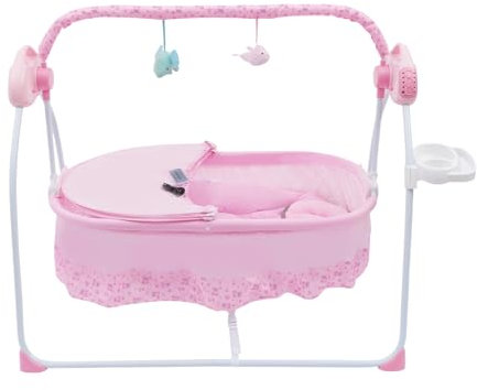 SFTYEI Cradle Swing Electric Baby Crib Cradle Infant Rocker Auto Swing Bed Baby Cradle Baby Swing Chair (Pink)