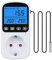 IXYHKB Temperaturregler Steckdose mit Fühler, 230V Digital Thermostat Steckdose, Heizung Kühlung Temperaturschalter mit LCD Bildschirm für Gewächshaus Aquarium Kühlschrank Terrarium (White-02)