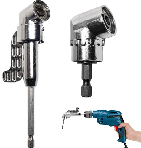 2PCS Right Angle Drill Attachment Made of Chrome Vanadium Steel Durable Right Angle Screwdiver Corrosion Resistant and Rust Proof Right Angle Drill Suitable for Most Electric Drills Cordless Drills